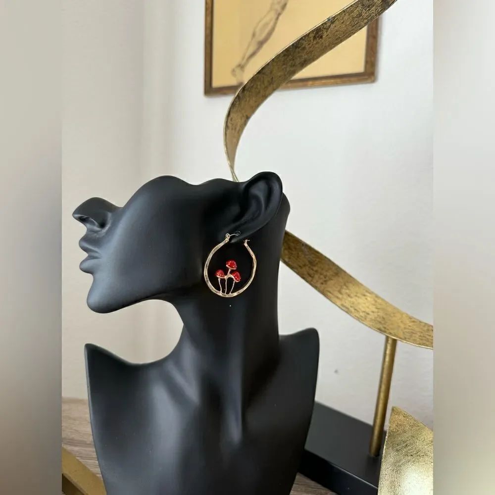Mushroom hoop earrings A1060